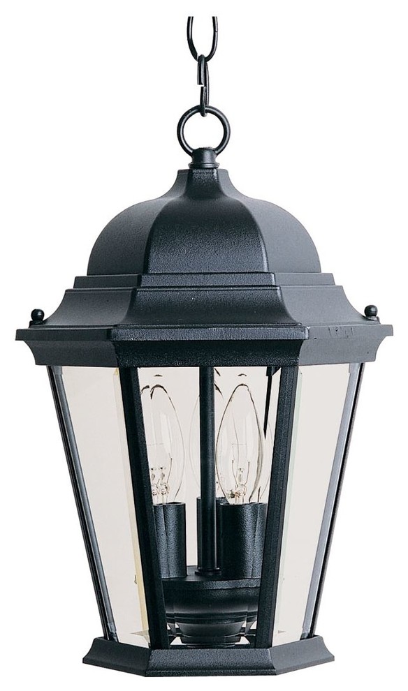 Maxim Westlake Three Light Black Clear Glass Hanging Lantern   Traditional   Outdoor Hanging Lights   by Lighting and Locks  Houzz