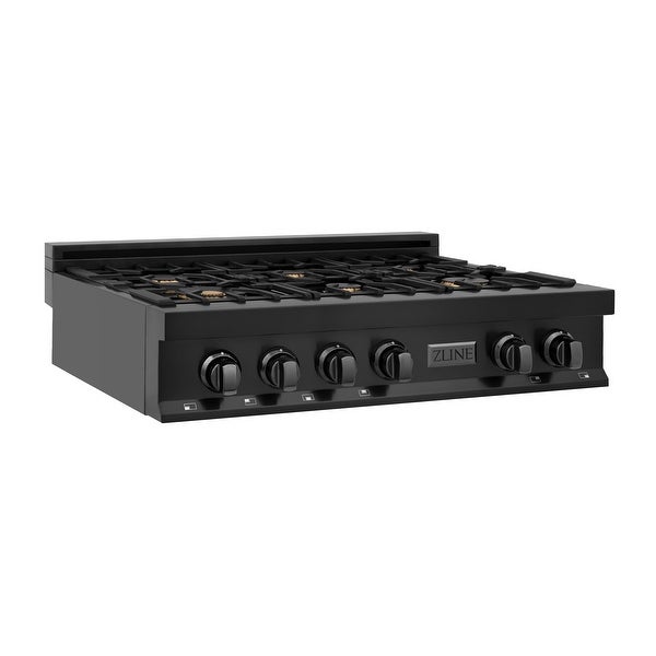 ZLINE Porcelain Stovetop in Black Stainless Steel - Gas Brass Burners