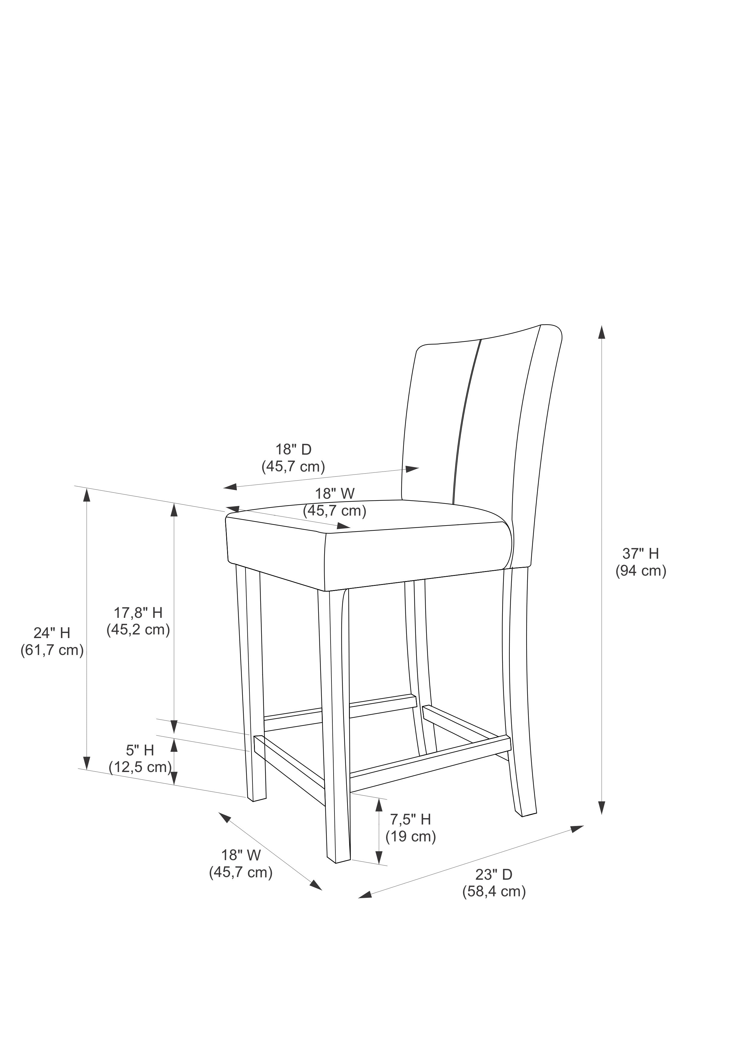 Linon Morocco Full Back Wood Counter Stool， 24 Seat Height， Manhattan Stain Finish with Lava Fabric