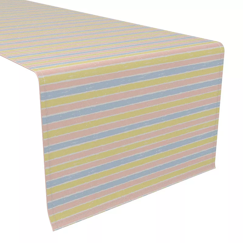 Table Runner， 100% Cotton， 16x90， Pastel Stripes