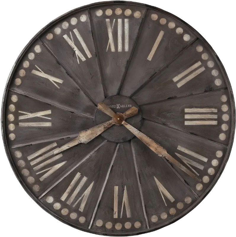 Antique Black Charcoal Oversized Metal Wall Clock - Stockard