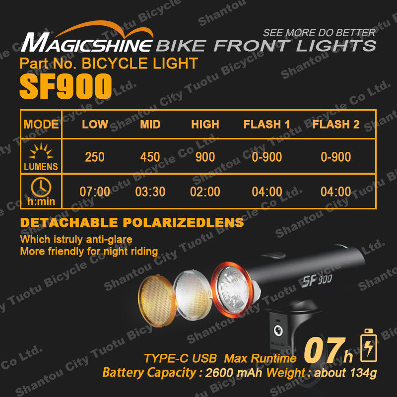 Magicshine SF900 Bike Led Light Cycle Headlight Cycling Accessories 900 Lumens IPX6 Waterproof Rechargeable Bicycle Front Lights