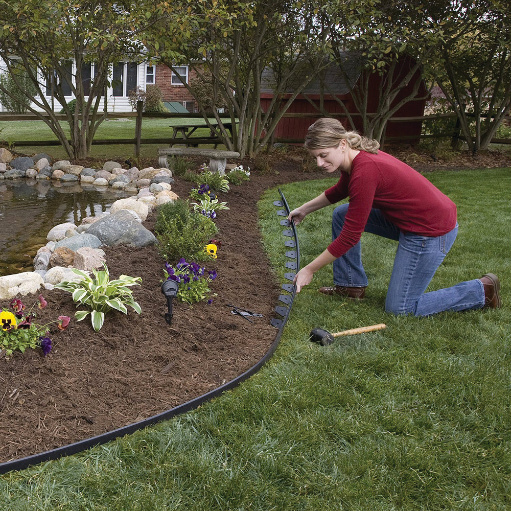 EasyFlex No-Dig Landscape Edging in Black, 30 ft. Kit, Plastic