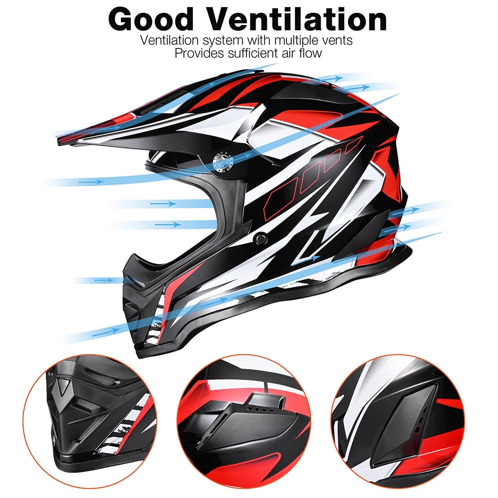 AHR DOT Dirt Bike Motocross Helmet Black Red