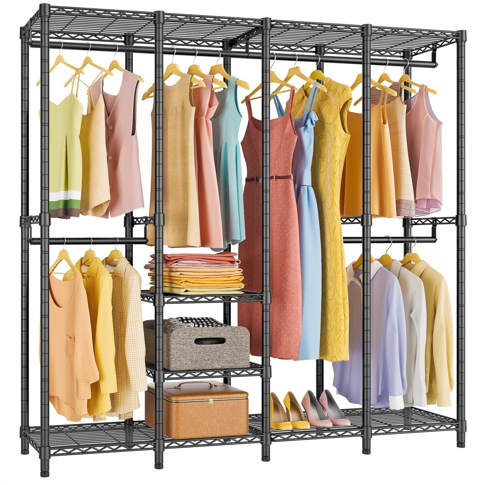 Garment Rack Heavy Duty Clothes Rack for Hanging Clothes  Bedroom Clothing Rack Freestanding Closet Portable Closet Wardrobe