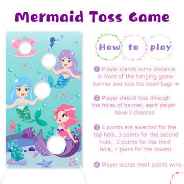 WATINC Mermaid Toss Games with 3 Bean Bags All Ages Activity