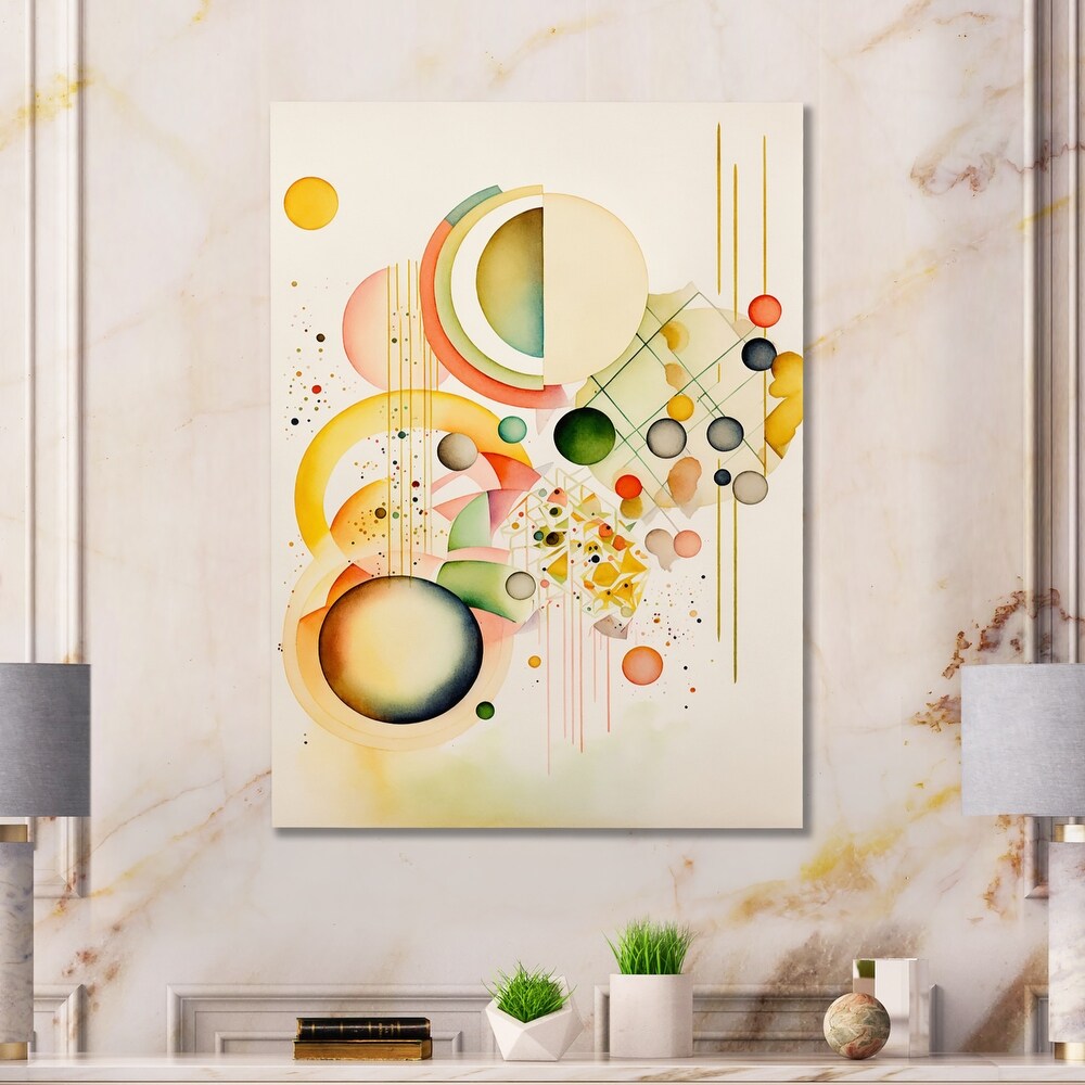 Designart 'Yellow Multi Shape Abstract VII' Modern Canvas Wall Art