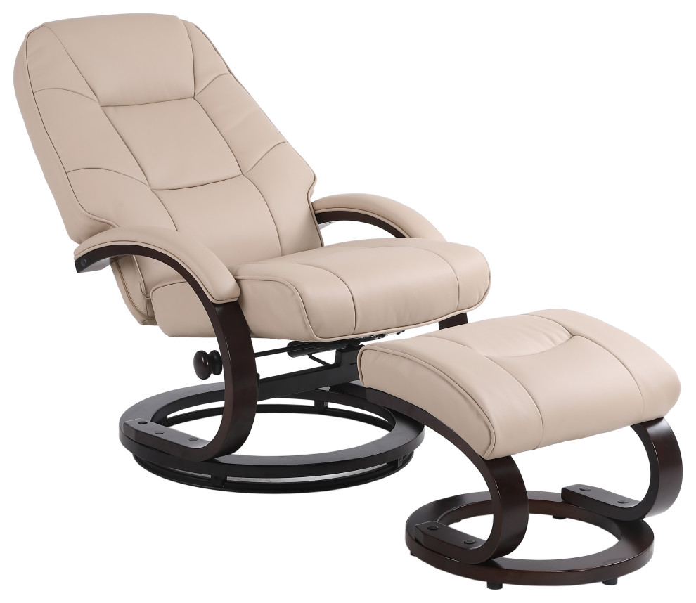 Sundsvall Recliner and Ottoman in Khaki Air Leather   Contemporary   Recliner Chairs   by Progressive Furniture  Houzz