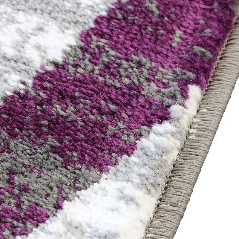 Masada Rugs Masada Rugs Stephanie Collection 8'x10' Area Rug with Modern Contemporary Design 1103 in Purple， Gray， White and Black