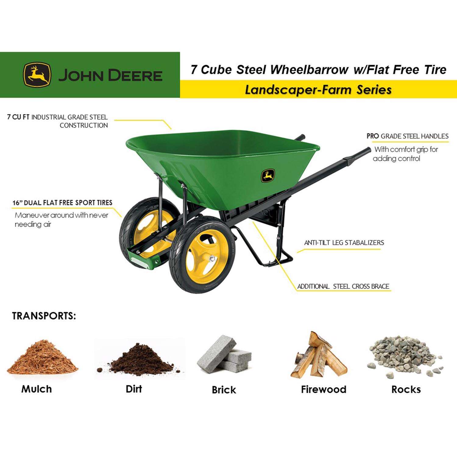 John Deere Steel Wheelbarrow 7 cu ft