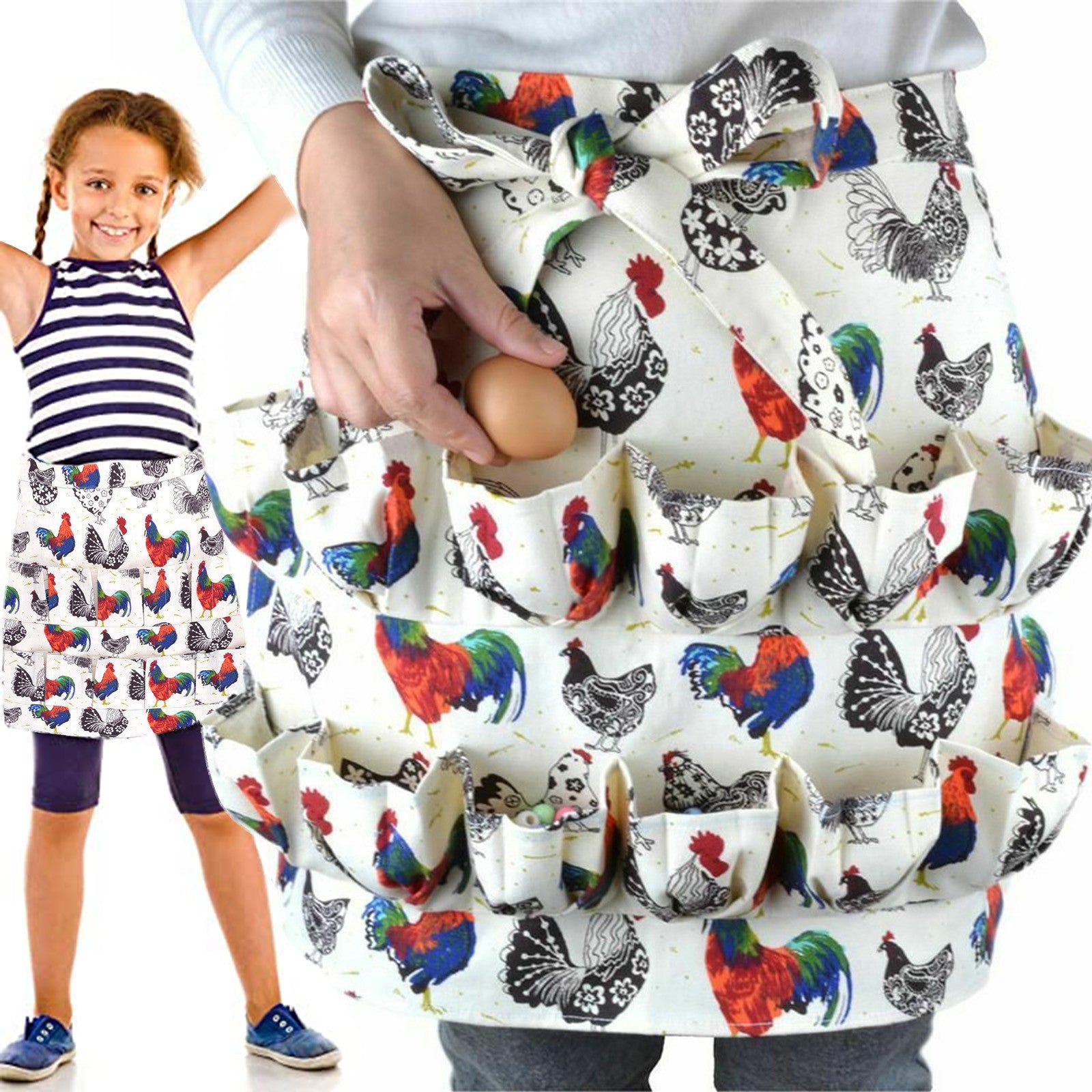 Home Life Boys Girls Fashion Collecting Apron Pockets Holds Chicken Farm Home Apron