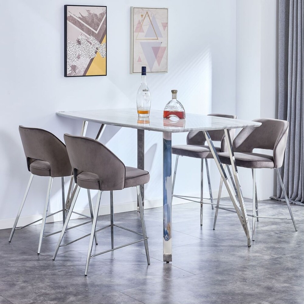 Modern Marble Pattern MDF Dining Table Ins Stylish Silver Metal Legs