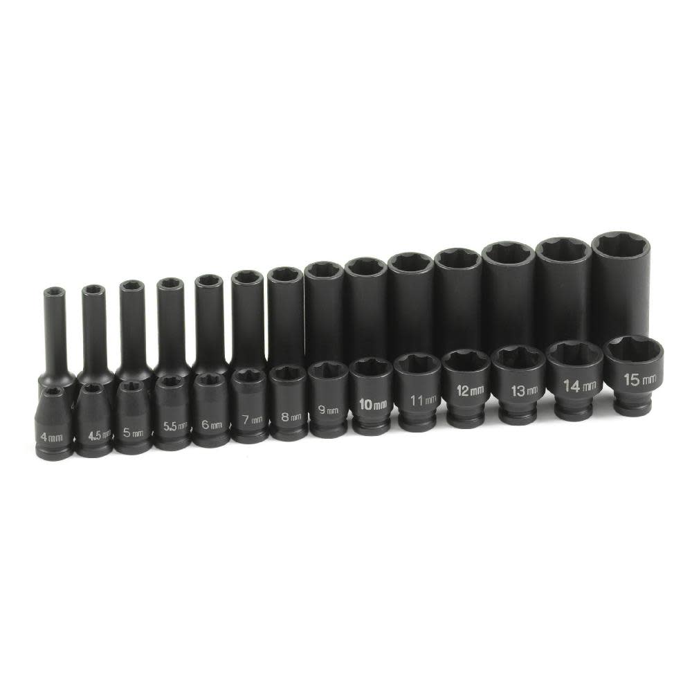 1/4 Drive Standard and Deep Length Surface Drive Impact Set ;