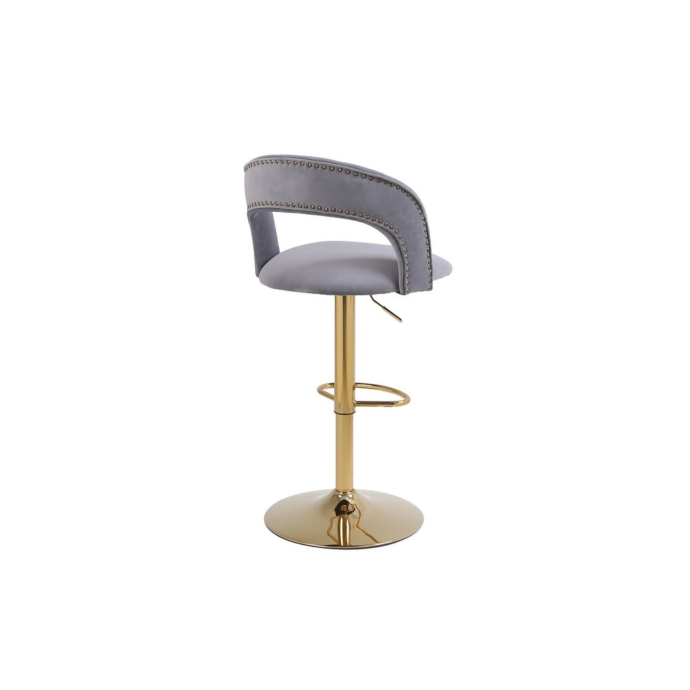 Bar Chairs Adjustable Tufted Stool with Back  Footrest