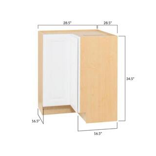 Hampton Bay Hampton 28.5 in. W x 34.5 in. D x x 34.5 in. H in Stain White Raised Pane Assembled Lazy Susan Corner Base Cabinet KBLS36-SW