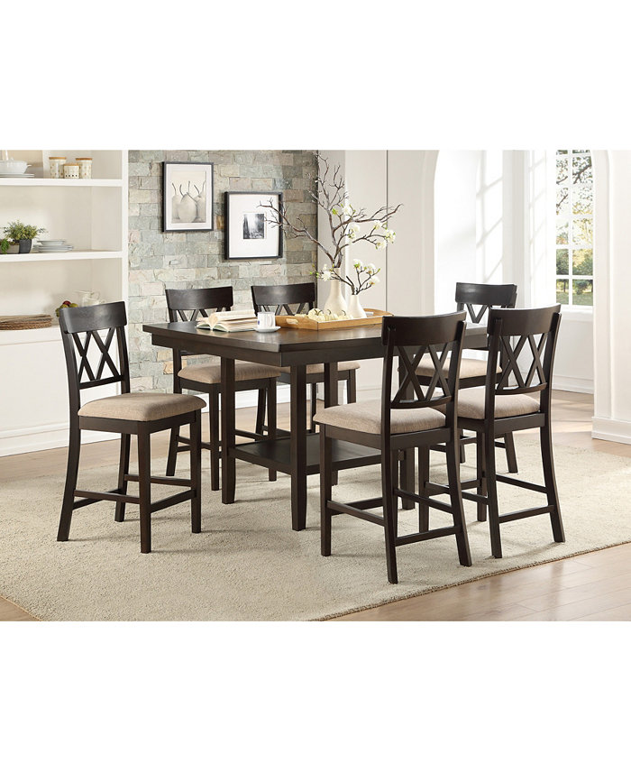 Homelegance Birm 7pc Dining Set (Counter Height Rectangular Table and 6 Double Cross Back Side Chairs)