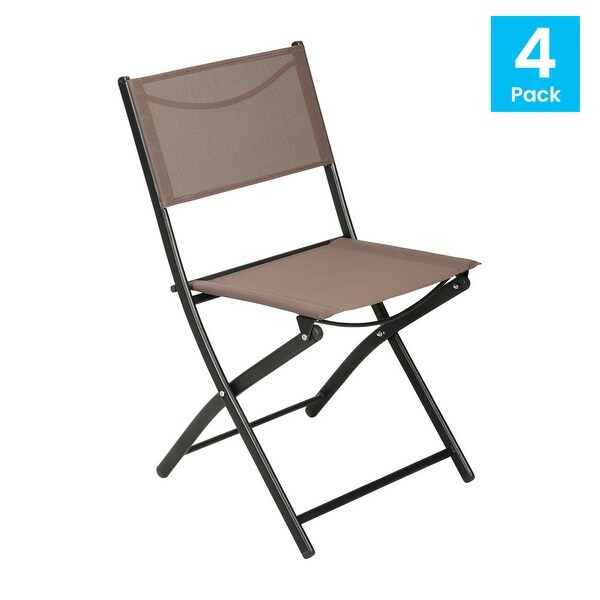 4 Pack Commercial Outdoor Flex Comfort Folding Chair with Metal Frame