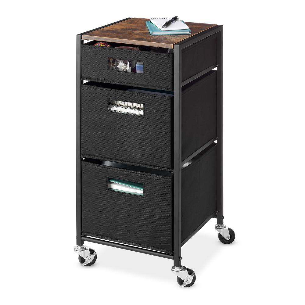 3-Drawer Rolling Storage Cart in Black 67649968SIOC