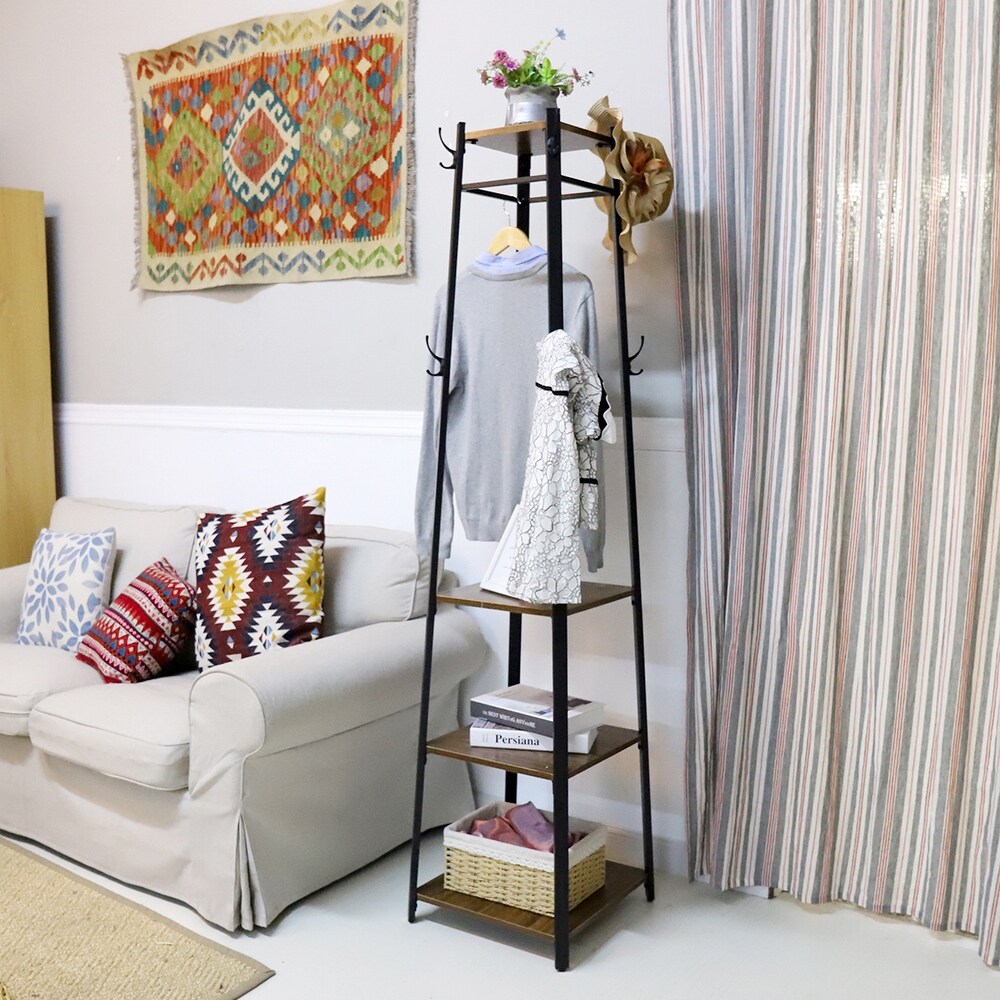 Industrial Metal Coat Rack Stand Hall Tree