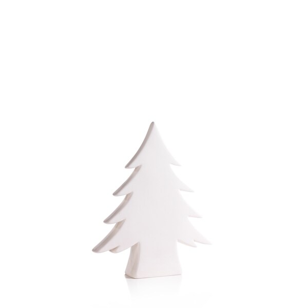 10.75 Tall Teton Ceramic Christmas Tree Tabletop Decoration，White (Set of 2)