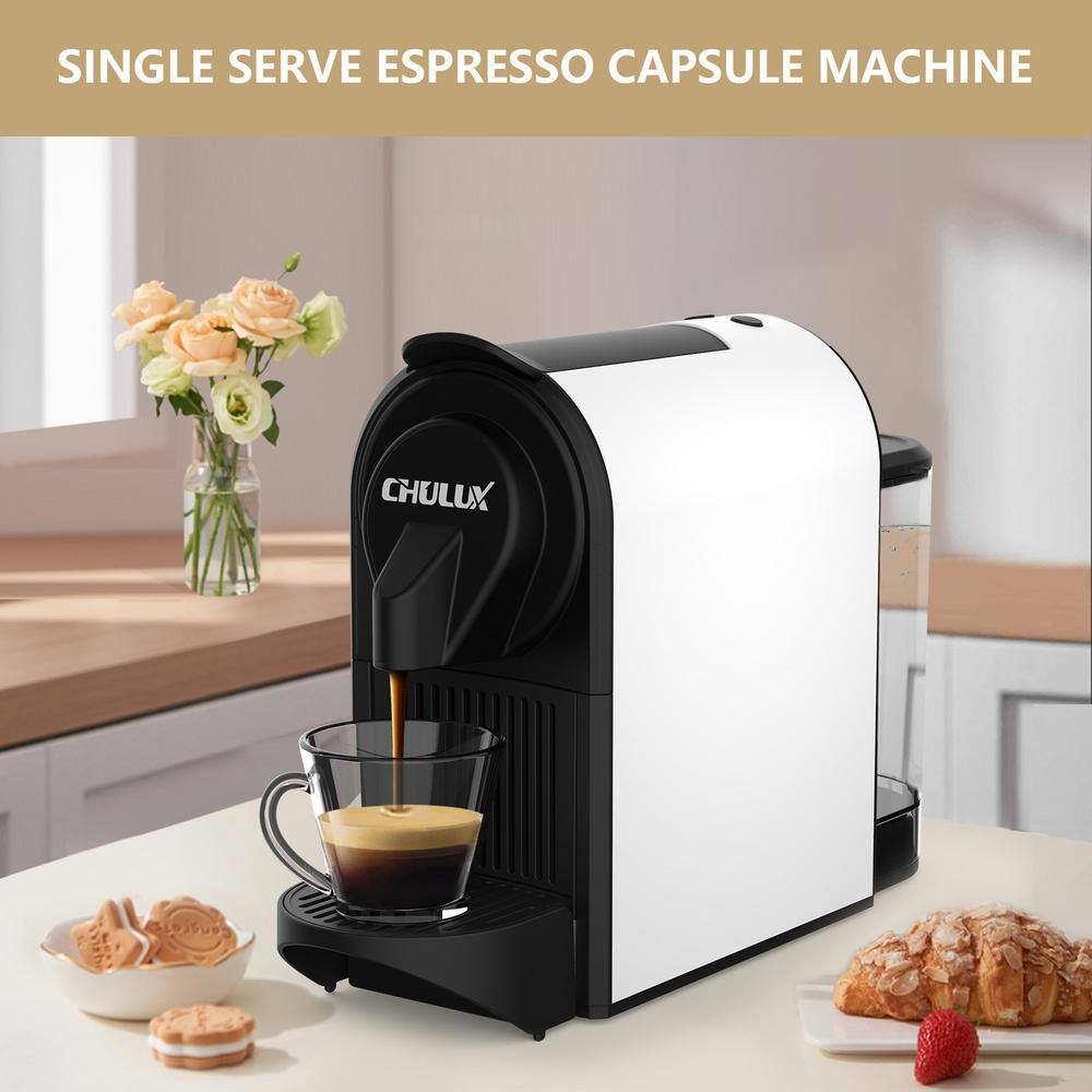 Edendirect Rebin One Cup White Espresso Machine to Make Espresso (1.4oz) Lungo(2.8oz) with Capsule Container 20 Bar HJRY23040402