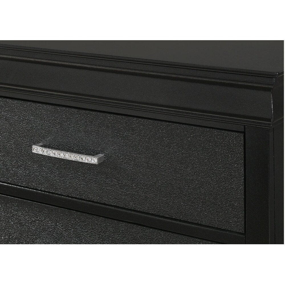 Modern Glam 2 Faux Embossed Crocodile Pattern Drawers Nightstand Champagne Finish Solid Wood Bedside Table Accent Table