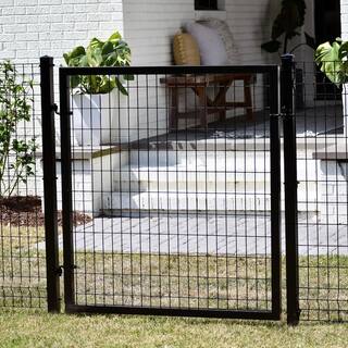 FORGERIGHT Deco Grid 4 ft. x 4 ft. Black Steel Straight Fence Gate 862224