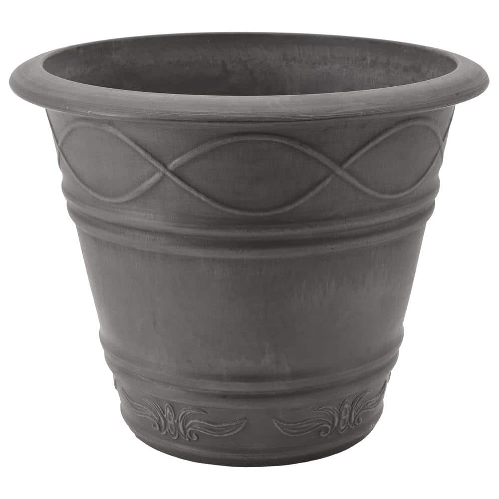 Arcadia Garden Products Western Weave 14-1/2 in. x 11 in. Dark Charcoal Composite PSW Pot ME36DC