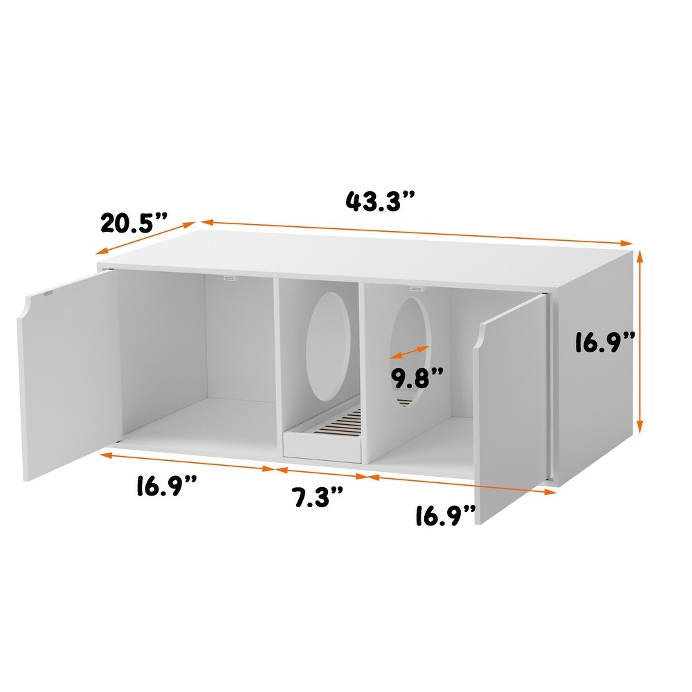 Cat Litter Box EnclosureModern Large Cat Washroom Storage Cabinet   43.3\