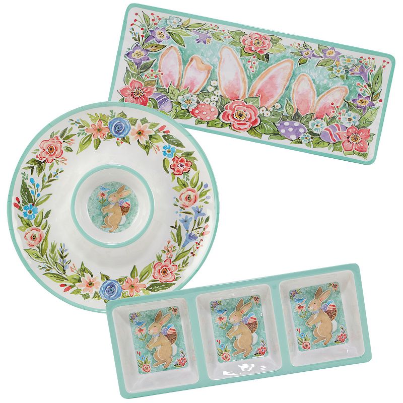 Certified International Joy of Easter 3-pc. Melamine Hostess Set