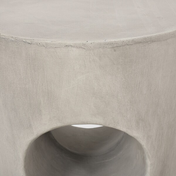 Grey Circular Tabletop with Drum Shaped Contour Side Table