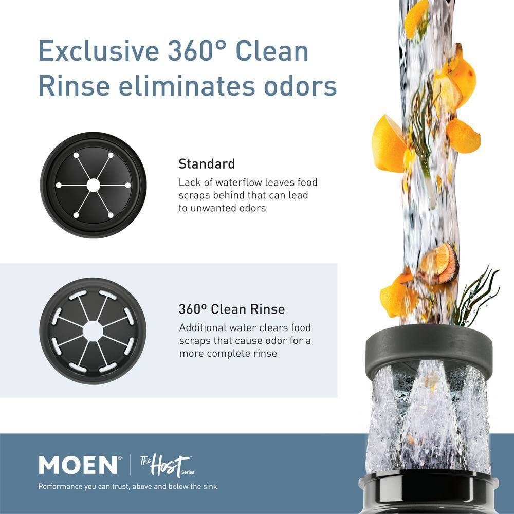 MOEN Host Series 34 HP Continuous Feed Space Saving Garbage Disposal with Sound Reduction and Universal Mount EX75C