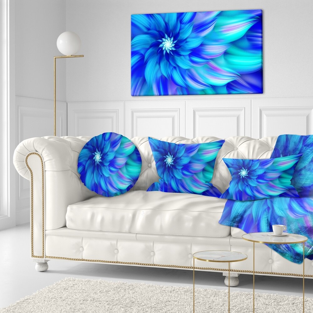 Designart 'Massive Blue Fractal Flower' Floral Throw Pillow