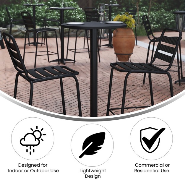 Round Aluminum Indoor outdoor Bar Height Table With Flip up Table