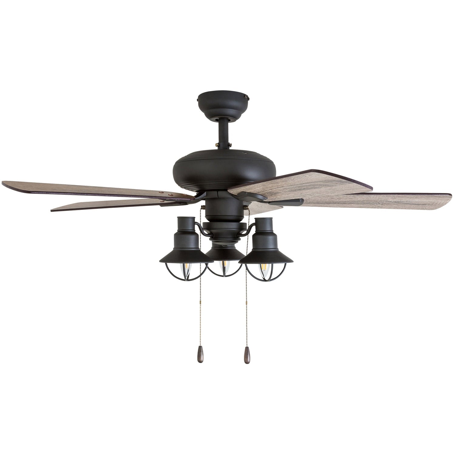 Prominence Home 50652-35 Piercy Coastal 42-Inch Aged Bronze Indoor Ceiling Fan, Lantern LED Multi-Arm Barnwood/Tumbleweed Blades