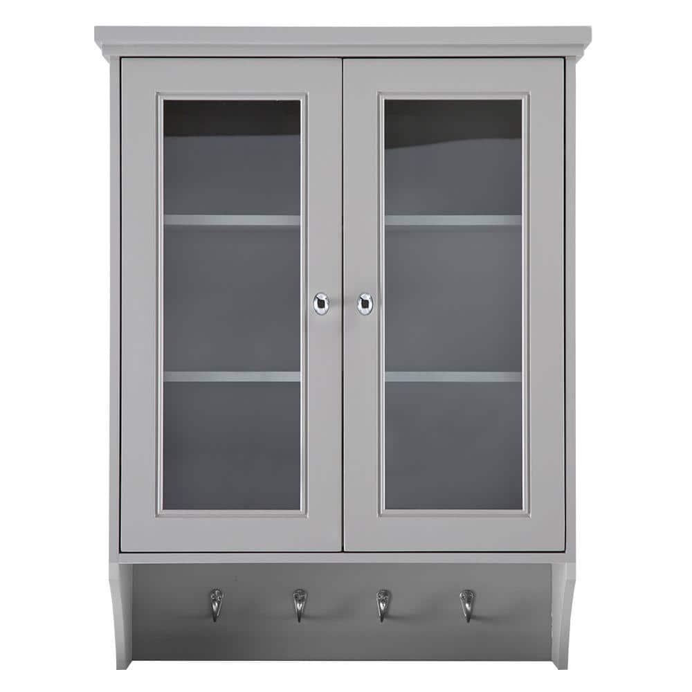 Home Decorators Collection Gazette 2312 in W x 31 in H x 712 in D Bathroom Storage Wall Cabinet with Glass Doors in Grey