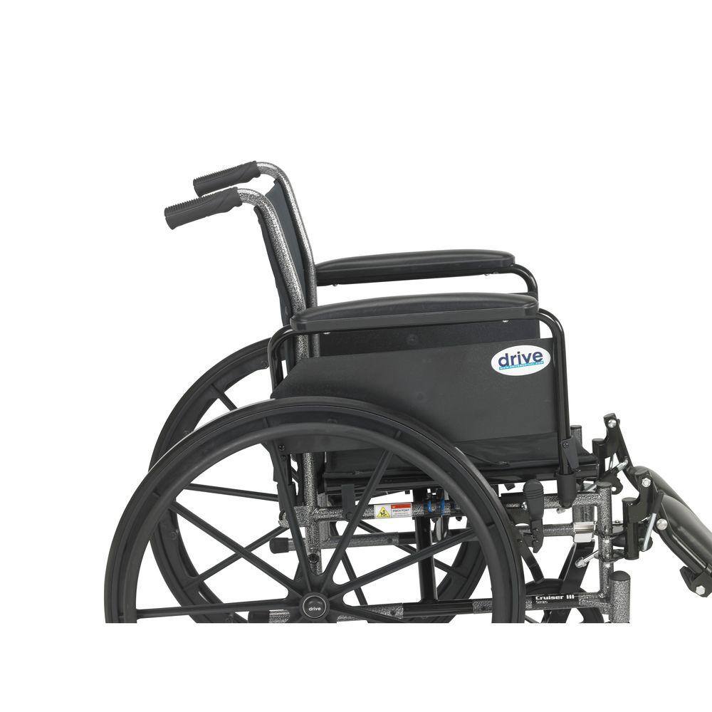 Drive Medical Cruiser III Wheelchair with Flip Back Removable Arms Full Arms and Elevating Leg Rests k318dfa-elr