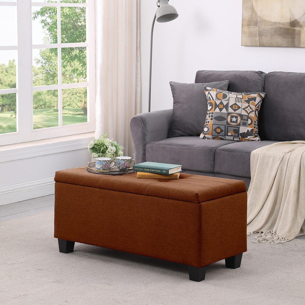 3 Pcs Large Storage Ottoman Bench Set  Combination Ottoman  Tufted Ottoman Linen Bench for Living Room  Hallway  Bedroom