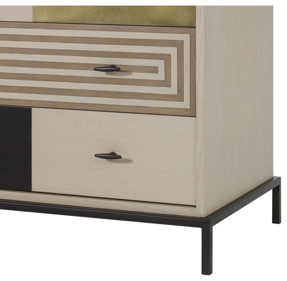 Burnished Brass Three Drawer Chest  Andrew Martin Maria   Transitional   Accent Chests And Cabinets   by Oroa   Distinctive Furniture  Houzz