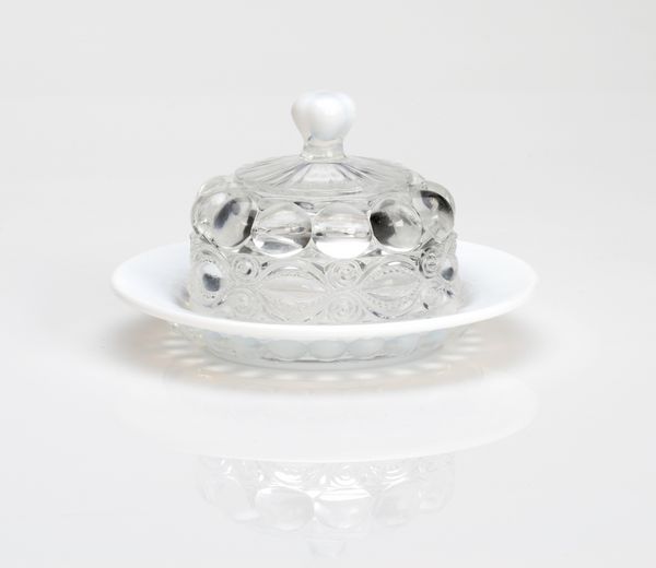 Mosser Glass Eye Winker Butter Dish - Crystal Opal