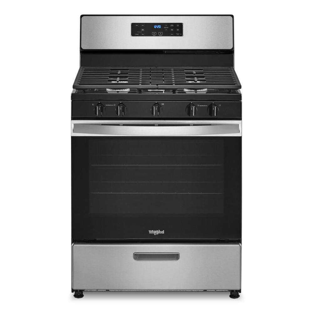 Whirlpool 30 in. 5-Burner Freestanding Gas Range in Stainless Steel WFG505M0MS