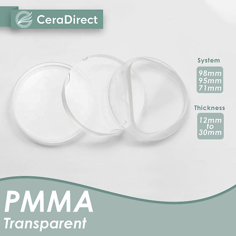 Born Pretty Ceradirect Transparent Pmma Block Zirkonzahn (95mm)-12mm-30mm (5pieces)for Dental Lab Cad/cam