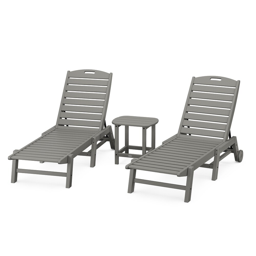 POLYWOOD Nautical 3 Piece Chaise Lounge with Wheels Set with South Beach 18\