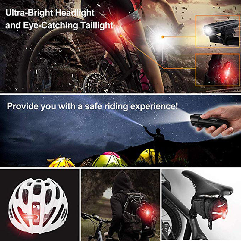 Ultra Bright Charging Safe Turning FlashingTail Bike Front Kit Set USB Cycling Headlight Led Light Bicycle