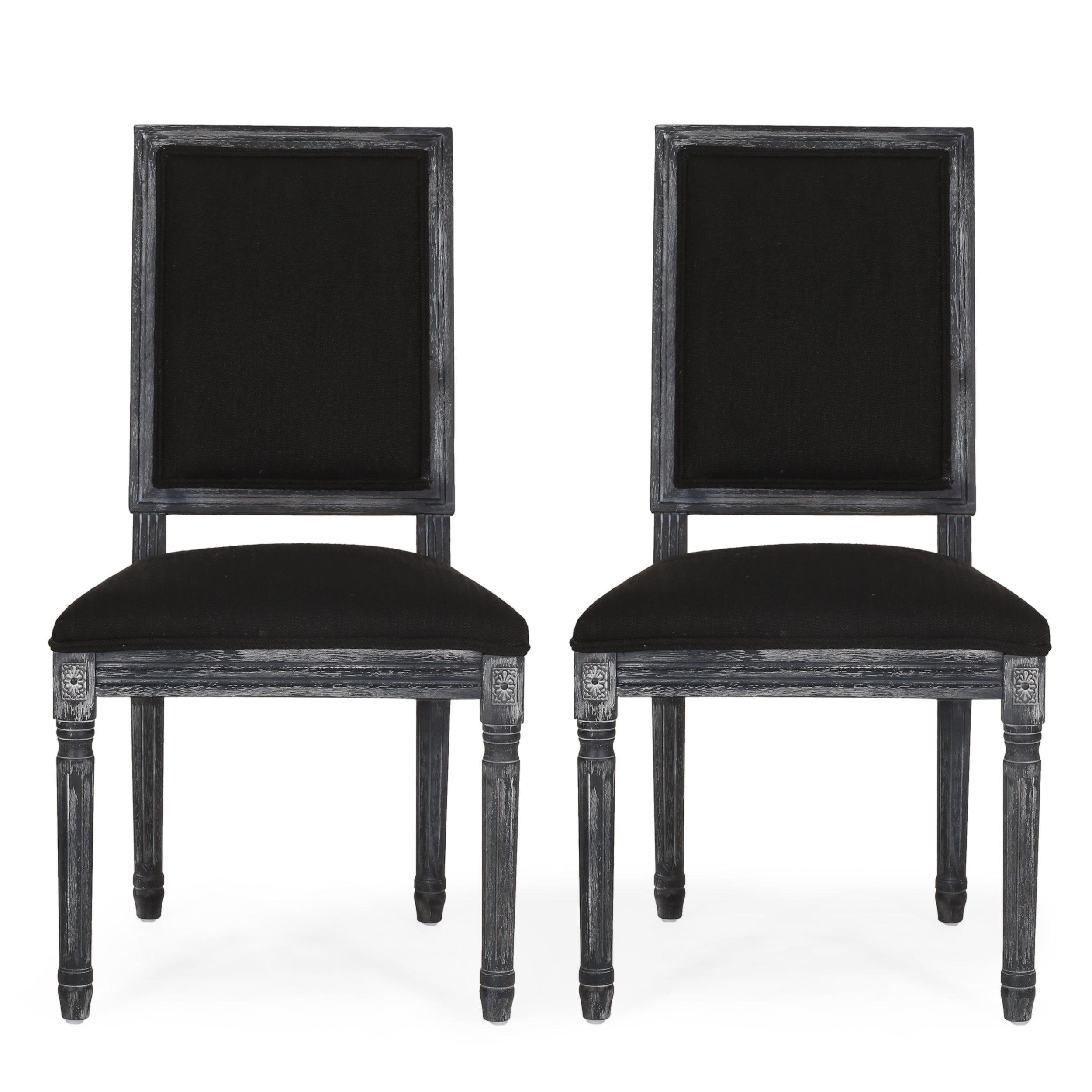 Amy French Country Wood Upholstered Dining Chair, Set of 2