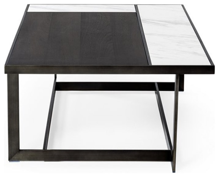 Limari Home Fargo 51 quotRectangular Ceramic  ampBronze Coffee Table   Black/White   Transitional   Coffee Tables   by Homesquare  Houzz