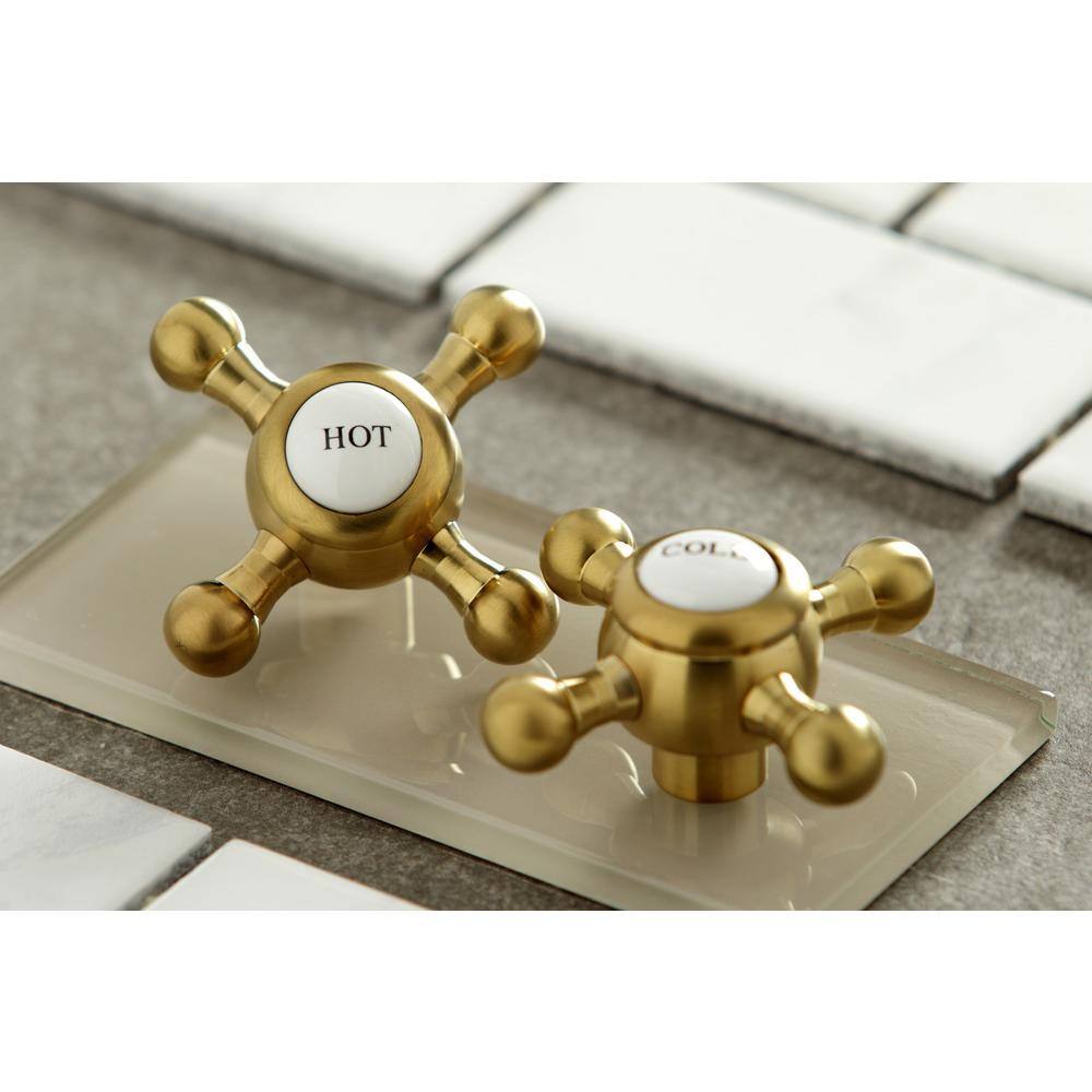 Kingston Brass Metropolitan 2-Handle Wall Mount Roman Tub Faucet in Brushed Brass HKS8027BX