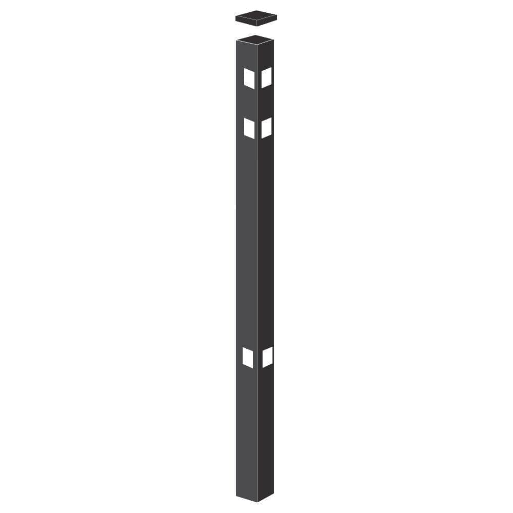 Barrette Outdoor Living Natural Reflections 2 in. x 2 in. x 4-7/8 ft. Black Standard-Duty Aluminum Fence Corner Post 73009103