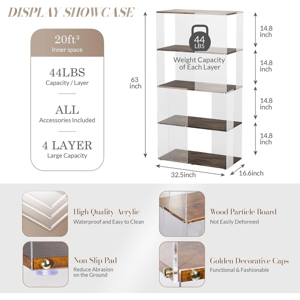 Sttoraboks 4 Tier Display Cabinet  Bookshelf  Collection Book Case  Floor Standing Bookcase