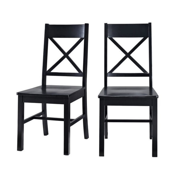 Traditional Wood Dining Chairs， Set of 2， Antique Black